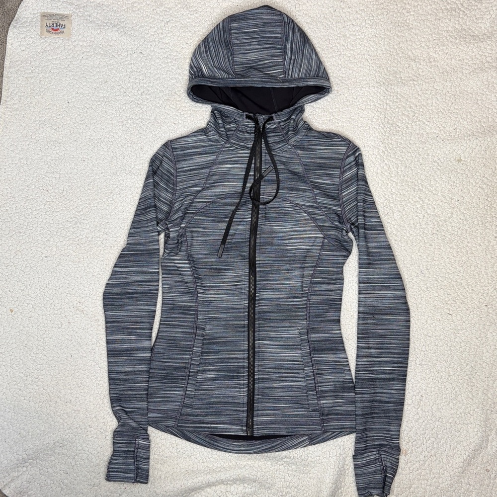 Lululemon Black and Gray Striped Zippered Hoodie: Size 6